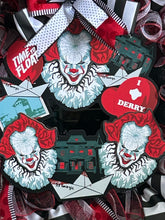 Load image into Gallery viewer, IT Inspired Halloween Wreath, Derry Wreath, Halloween Decor, Scary Halloween Wreath