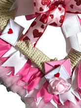 Load image into Gallery viewer, Pink and White Valentine Wreath, Valentine Decor, Valentine Heart