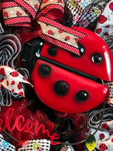 Load image into Gallery viewer, Ladybug Welcome Wreath, Spring Summer Wreath, Front Door Decor