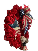 Load image into Gallery viewer, Rustic Patriotic Wreath, Patriotic Decor, Stars and Stripes, Liberty Bell