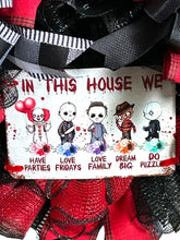 Load image into Gallery viewer, Classic Horror Halloween Wreath, Halloween Decor, Halloween Movie Characters