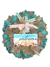 Load image into Gallery viewer, Welcome Wreath, Spring Summer Wreath, Beach House, Lake House, Nautical Decor