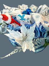 Load image into Gallery viewer, Blue and White Snowman Christmas Centerpiece, Christmas Decor, Snowman, Winter Decor