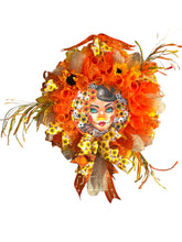 Load image into Gallery viewer, Pretty Scarecrow Fall Wreath, Halloween Wreath, Autumn Decor, Thanksgiving Wreath