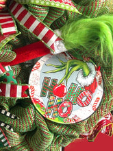 Load image into Gallery viewer, Green Monster HoHoHo Wreath, Christmas Wreath, Christmas Decor, Green Monster Christmasp