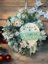 Load image into Gallery viewer, Let It Snow Wreath, Winter Wreath, Christmas Wreath, Mint and White Christmas, Christmas Decor