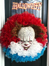 Load image into Gallery viewer, Scary Clown Wreath, Penny Scary Clown Wreath, IT Halloween Wreath, Halloween Decor
