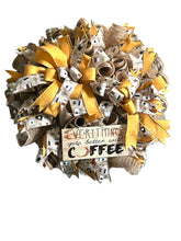 Load image into Gallery viewer, Coffee Wreath, Everything Gets Better with Coffee, Home Decor, Kitchen Decor