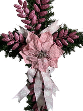 Load image into Gallery viewer, Cross Christmas Decor, Religious Christmas, Christmas Cross Wreath