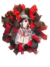 Load image into Gallery viewer, Halloween Horror Clown Wreath, Halloween Decor, Halloween Wreath, Penny Wreath