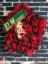 Load image into Gallery viewer, Elm Street Wreath, Freddy Krueger Wreath, Halloween Wreath, Scary Wreath, Halloween Decor