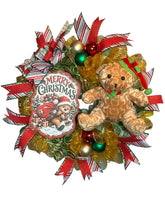 Load image into Gallery viewer, Merry Christmas Wreath with Bear, Christmas Bear, Christmas Decor