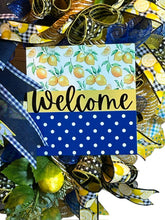 Load image into Gallery viewer, Welcome Wreath, Lemon Wreath, Home Decor, Spring Wreath, Summer Wreath