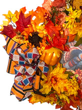 Load image into Gallery viewer, Happy Thanksgiving Wreath, Thanksgiving Decor, Faux Sunflowers and Fall Floral