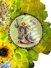 Load image into Gallery viewer, Cowgirl Boots Wreath, Farmhouse Decor, Boots and Sunflower, Western Decor