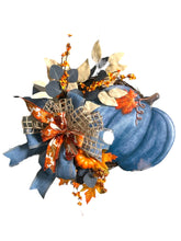 Load image into Gallery viewer, Fall Wreath, Thanksgiving Wreath, Blue Pumpkin Fall Decor