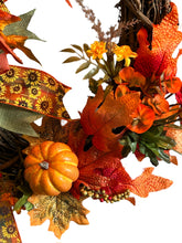 Load image into Gallery viewer, Fall Floral Wreath, Autumn Wreath, Fall Grapevine Wreath