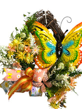 Load image into Gallery viewer, Butterfly Wreath, Butterfly Door Grapevine Wreath, Spring Summer Floral Wreath