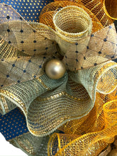 Load image into Gallery viewer, Christmas Wreath, Christmas Winter Wreath, Gold, Blue and Green Christmas, Religious Christmas Decor