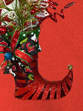 Load image into Gallery viewer, Elf Boot Christmas Centerpiece, Christmas Decor, Christmas Floral