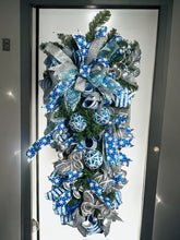 Load image into Gallery viewer, Blue and Silver Christmas, Christmas Swag, Christmas Decor, Winter Swag, Winter Decor
