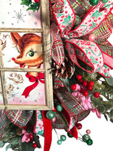 Load image into Gallery viewer, Santa and Rudolph Christmas Wreath, Christmas Decor, Traditional Christmas Wreath
