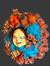 Load image into Gallery viewer, Chuck Wreath, Halloween Wreath, Scary Wreath, Halloween Decor