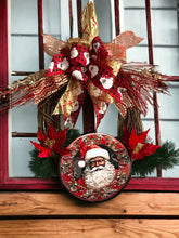 Load image into Gallery viewer, Black Santa Christmas, Christmas Wreath, Christmas Decor, Red and Gold Christmas