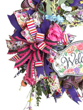 Load image into Gallery viewer, Welcome Spring Wreath, Bright Everyday Wreath, Front Porch Decor, Floral Wreath