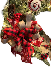 Load image into Gallery viewer, Snowman Lighted Rustic Wreath, Snowman Wreath, Christmas Wreath, Farmhouse Wreath, Winter Wreath