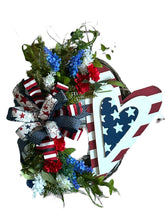 Load image into Gallery viewer, Patriotic Heart Wreath, Patriotic Wreath, Red, White and Blue Wreath, Home Decor