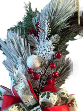 Load image into Gallery viewer, Vintage Santa in Window Wreath, Pine Wreath, Christmas Wreath, Christmas Decor