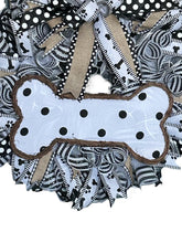 Load image into Gallery viewer, Black and White Dog Wreath, Dog Decor, Dog Wreath