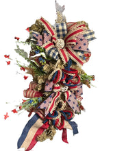Load image into Gallery viewer, Rustic Theme Patriotic Decor, Patriotic Swag, Door Swag, Americana Wreath, Rustic Decor