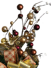 Load image into Gallery viewer, Christmas Swag, Christmas Jewel Swag, Gold and Brown Christmas, Christmas Decor, Gold Ornament Swag