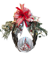 Load image into Gallery viewer, Church Christmas Wreath, Christmas Decor, Religious Christmas, Christmas Grapevine Wreath