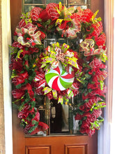 Load image into Gallery viewer, Peppermint Candy Wreath, Christmas Wreath, Christmas Decor, :Candy Wreath