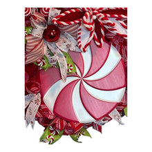 Load image into Gallery viewer, Peppermint Candy Wreath, Christmas Wreath, Candy Christmas, Christmas Decor