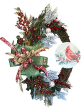 Load image into Gallery viewer, Cardinal Winter Grapevine Wreath, Winter Decor, Christmas Decor
