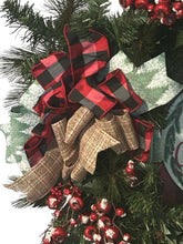 Load image into Gallery viewer, Merry Christmas Grapevine Wreath, Floral Pine Needles and Red Berries, Christmas Decor