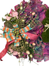 Load image into Gallery viewer, Flocked Bunny Easter Wreath, Easter Decor, Bunny Wreath