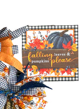 Load image into Gallery viewer, Falling Leaves & Pumpkins Fall Wreath, Thanksgiving Wreath, Fall Decor