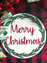 Load image into Gallery viewer, Merry Christmas Wreath, Christmas Decor, Red and Black Christmas