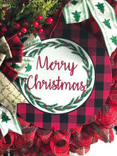 Load image into Gallery viewer, Merry Christmas Wreath, Christmas Decor, Red and Black Christmas