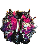 Load image into Gallery viewer, Pink and Black Halloween Witch Wreath Halloween Decor