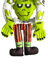 Load image into Gallery viewer, Frankie Ribbon and Yarn Halloween Wreath, Halloween Decor