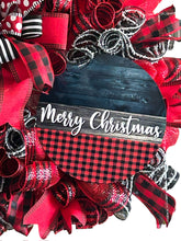 Load image into Gallery viewer, Merry Christmas Wreath Black and Red Christmas Decor