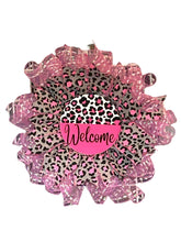 Load image into Gallery viewer, Welcome Pink Leopard Wreath, Home Decor, Wreath