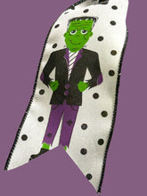 Load image into Gallery viewer, Frankie Ribbon and Yarn Halloween Wreath, Halloween Decor