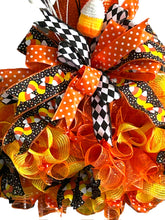 Load image into Gallery viewer, Halloween Candy Corn Witch Hat Wreath Halloween Decor